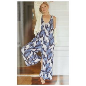 Anthropologie Blue and White Jumpsuit